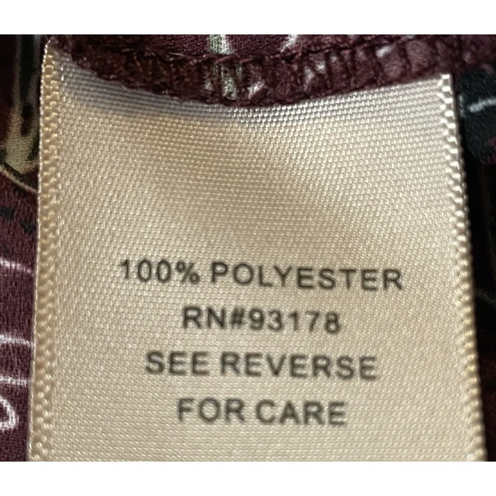 Anthropologie Philosophy Floral Button Blouse Sz M Burgundy Orange Career Boho - Picture 10 of 12